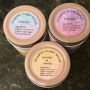 Organic Sugar Scrub Set - Lavender, Lemon, and Vanilla